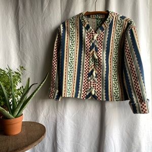 Vintage Boho Jacket - unique buttons- multicolored